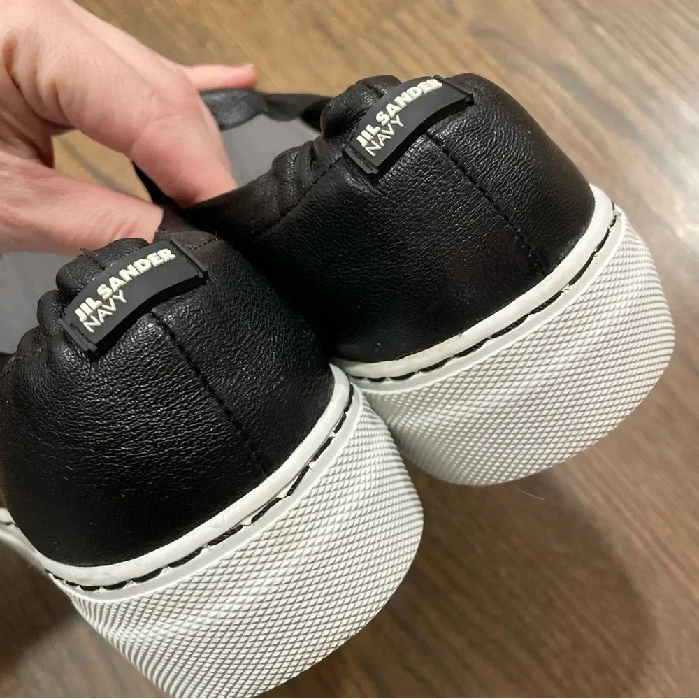 Jil Sander Platform Sneaker Black Leather Shoes